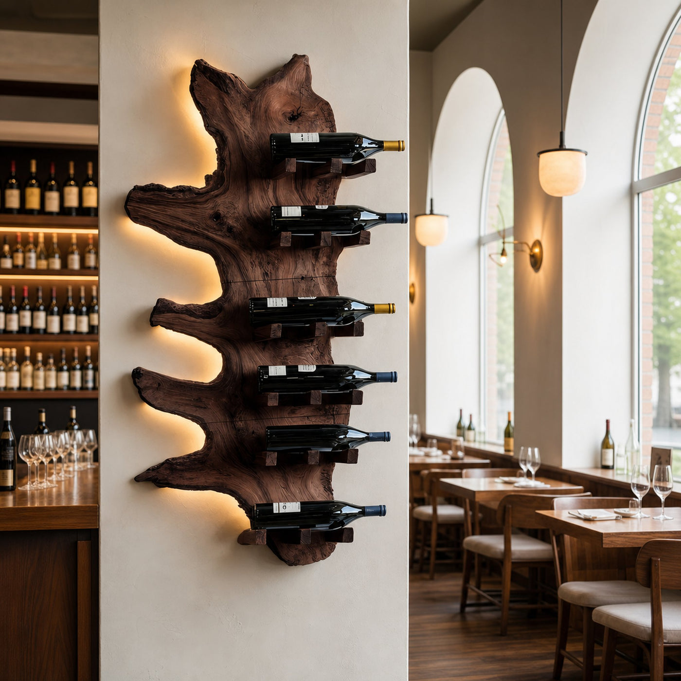 Modern Live Edge Wine Rack For Furniture Decor And Wine Shelf - product view 7