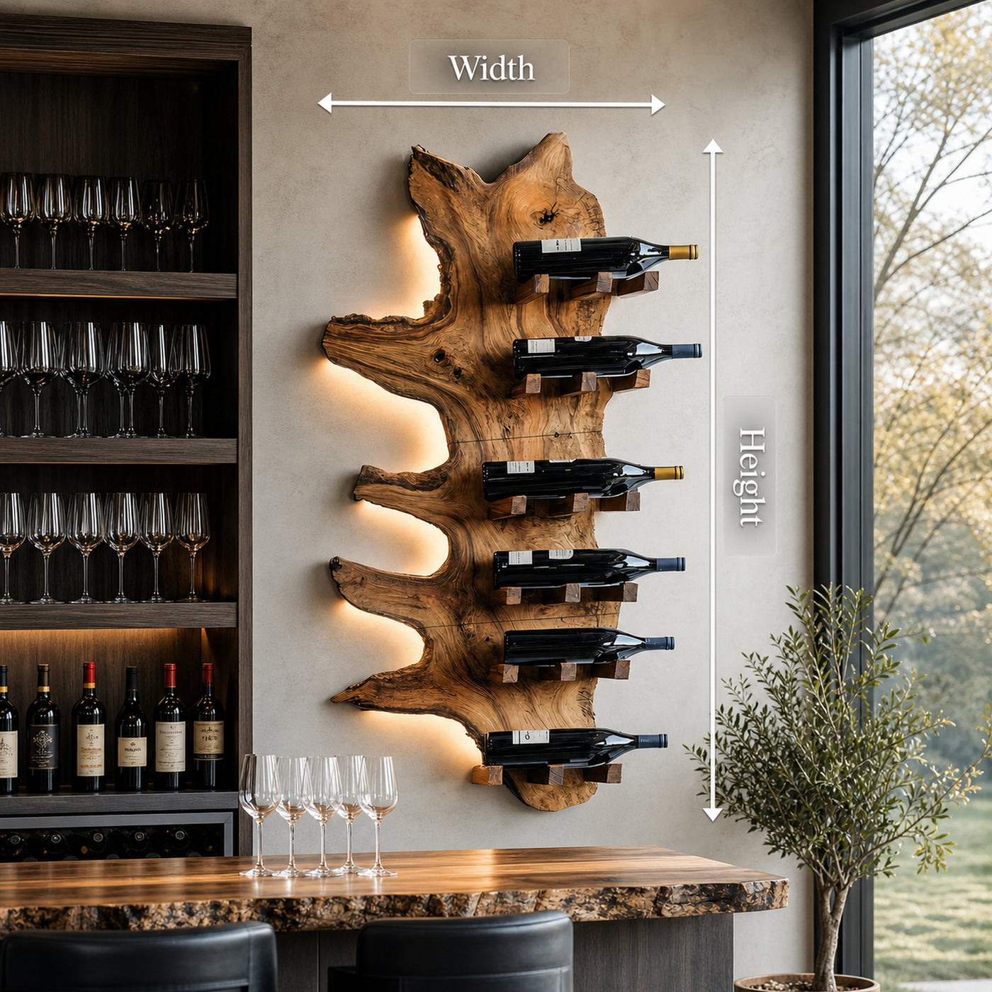 Modern Live Edge Wine Rack For Furniture Decor And Wine Shelf - product view 8