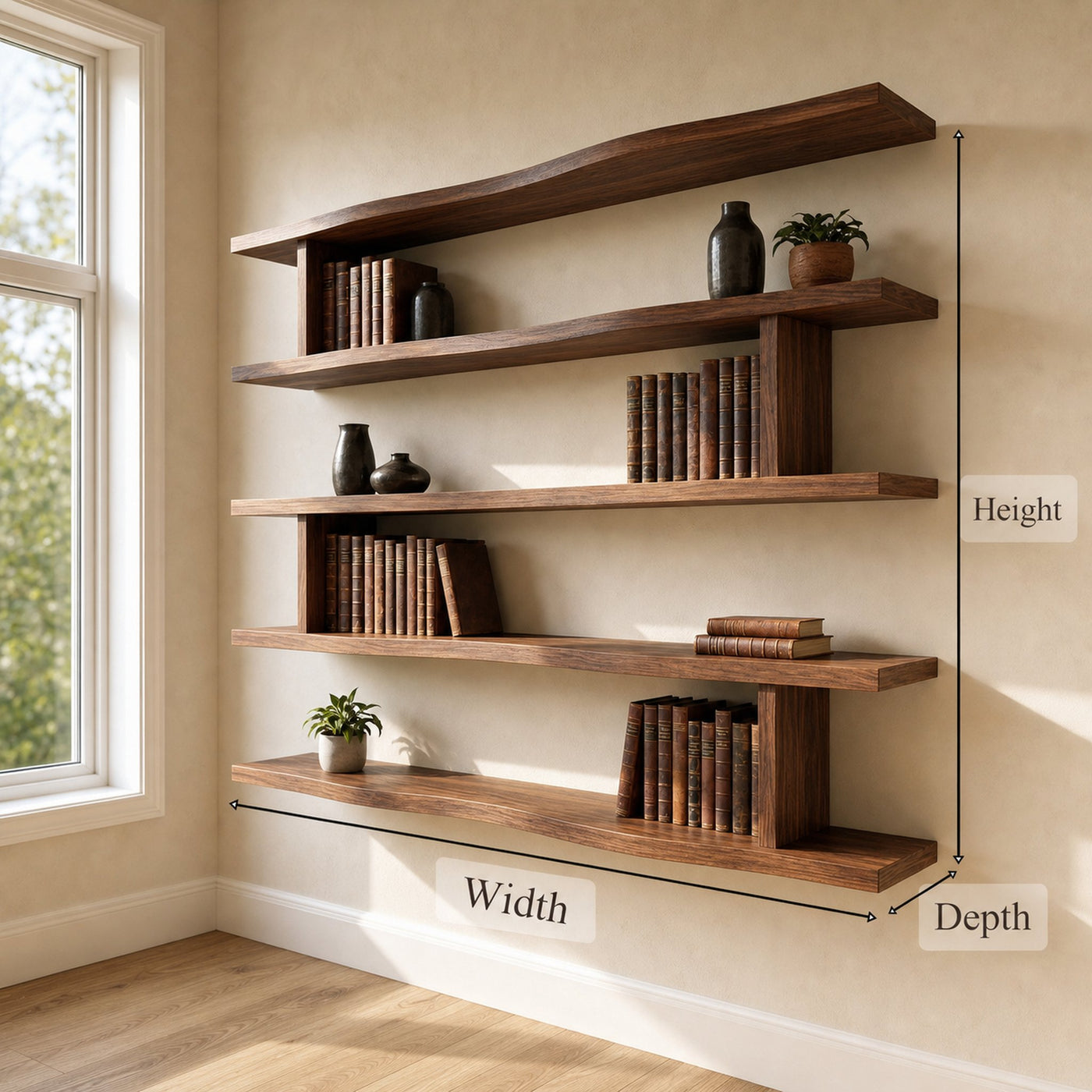 Modern Minimalist Wall Mounted Book Shelves Wood Floating Display System - product view 6