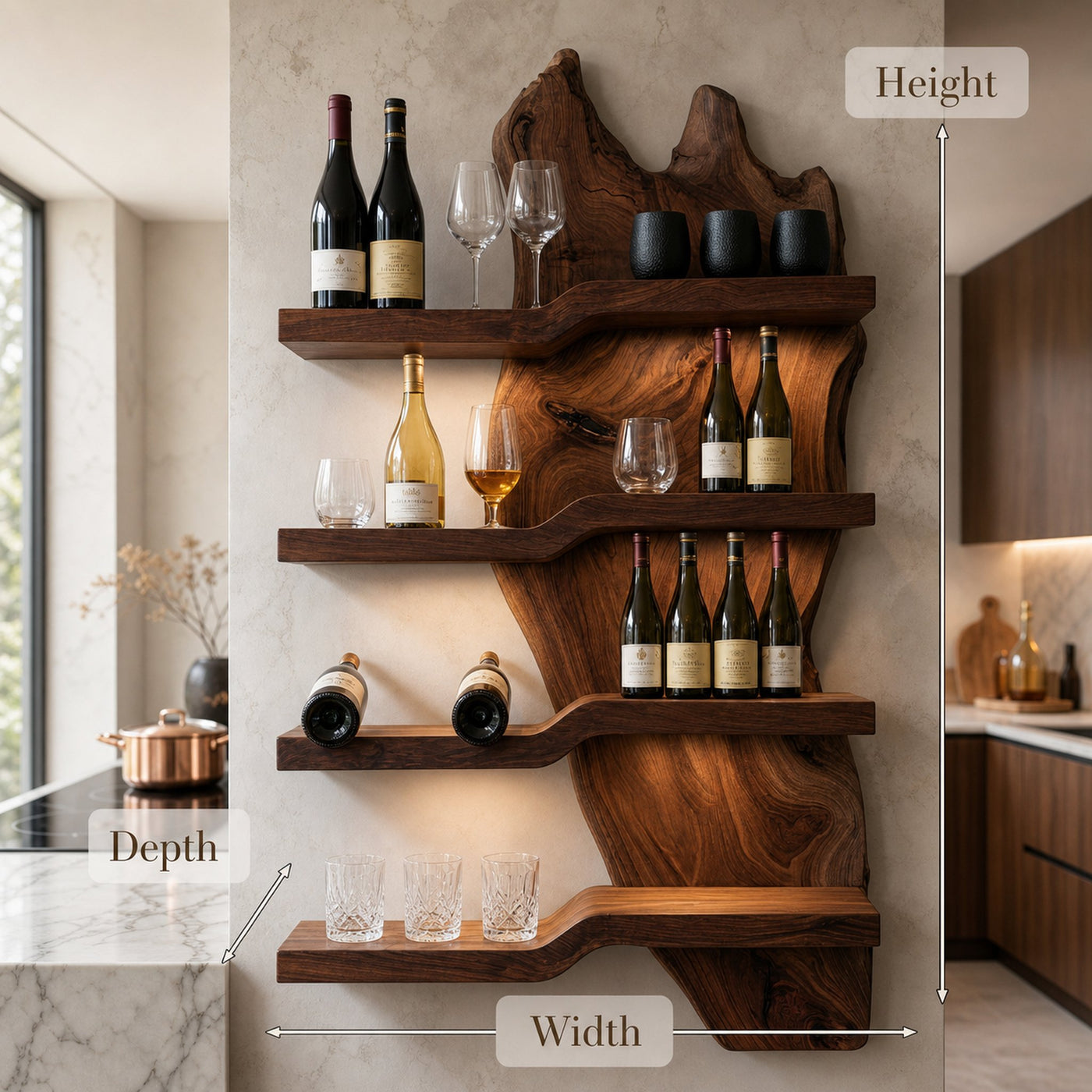 Modern Minimalist Wooden Wine Rack For Kitchen Wall Decor - product view 8