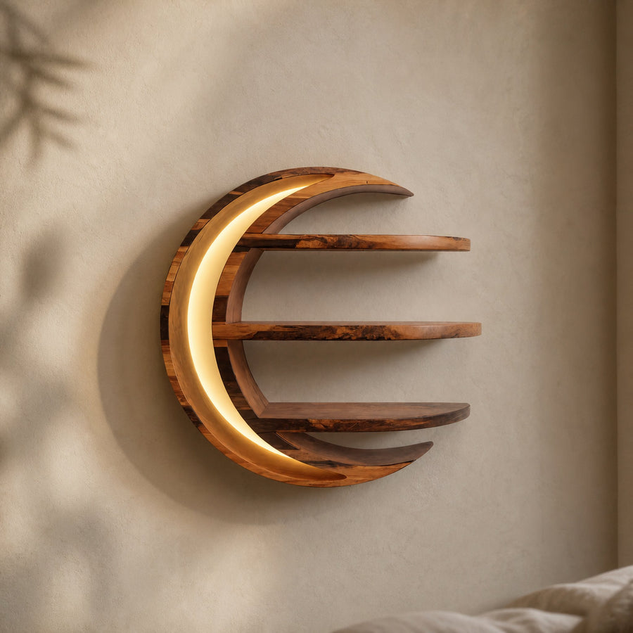 Modern Moon Shelf Crescent Wall Display For Bedroom And Nursery