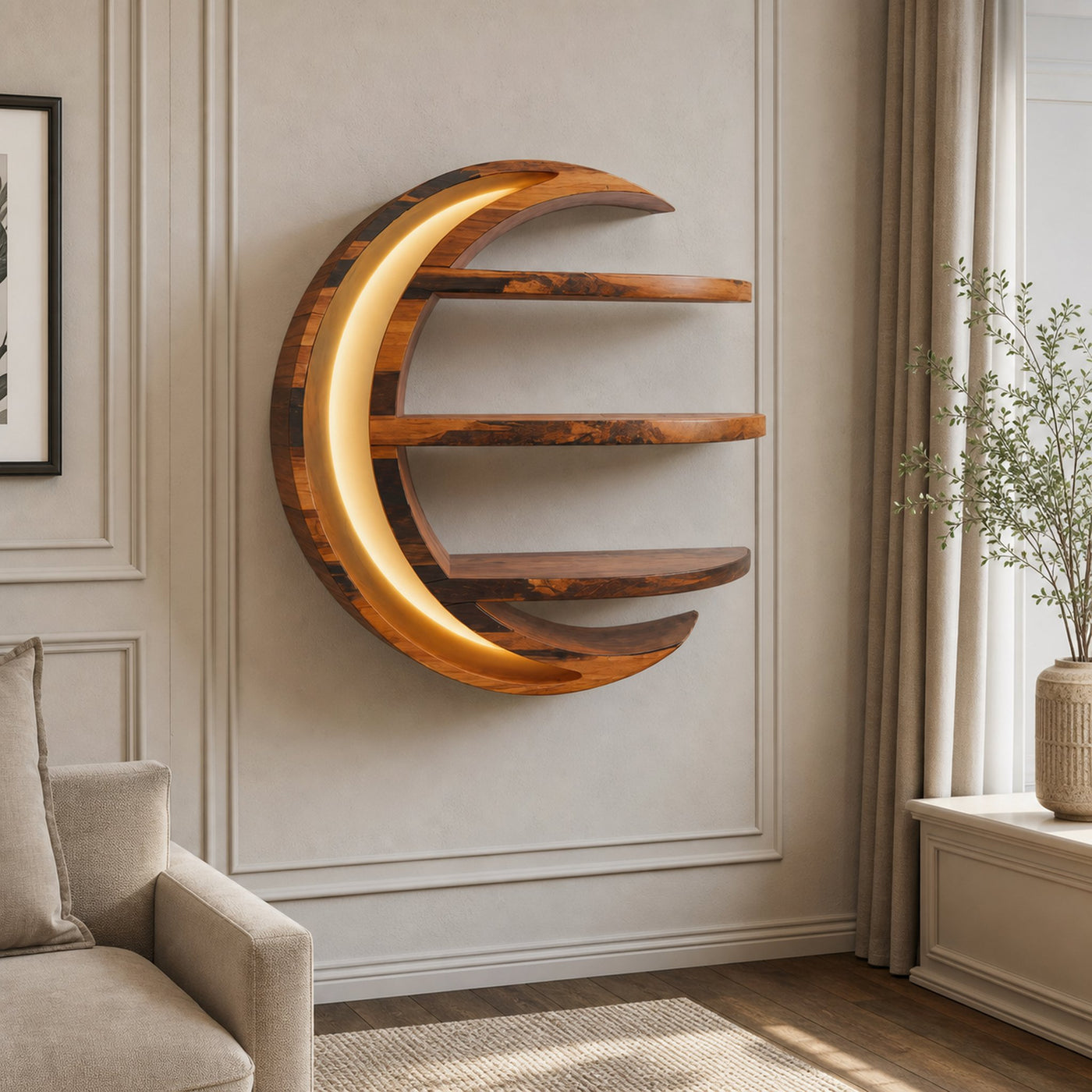 Modern Moon Shelf Crescent Wall Display For Bedroom And Nursery - product view 6