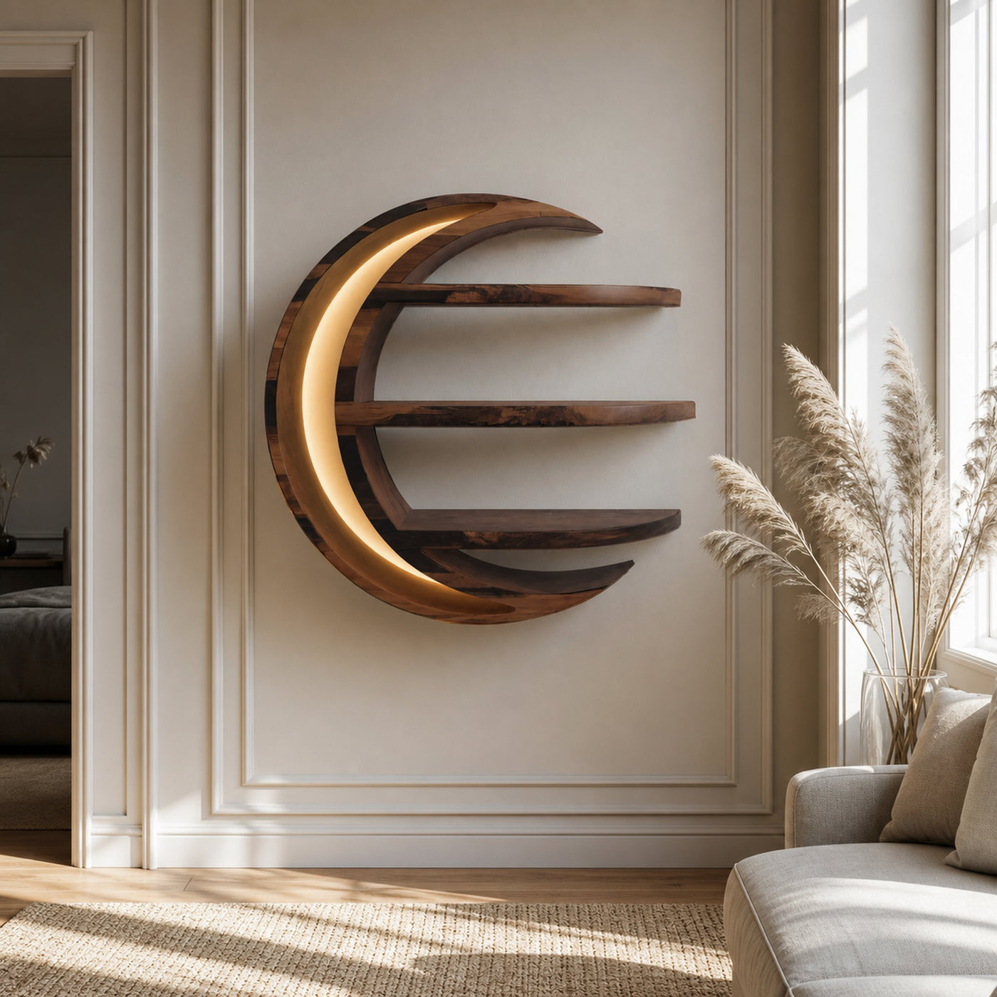 Modern Moon Shelf Crescent Wall Display For Bedroom And Nursery - product view 7