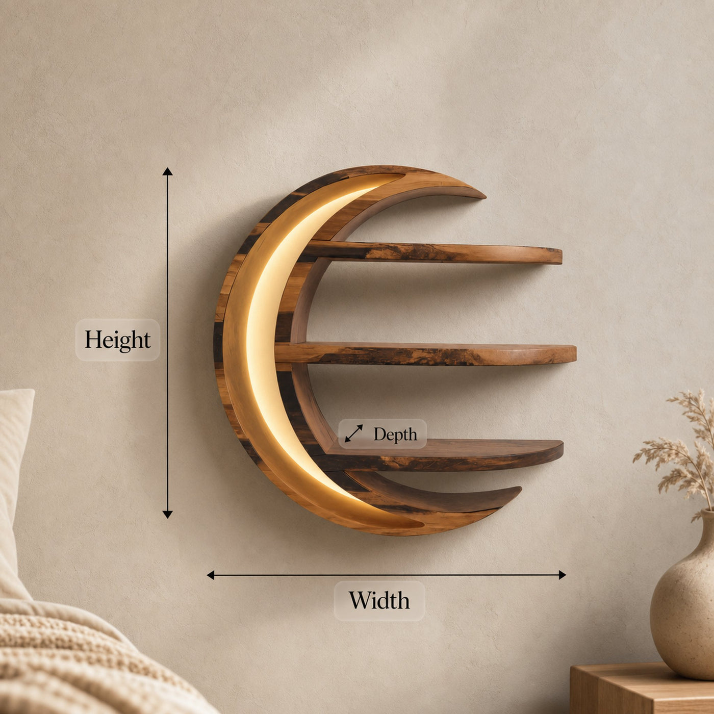 Modern Moon Shelf Crescent Wall Display For Bedroom And Nursery - product view 8
