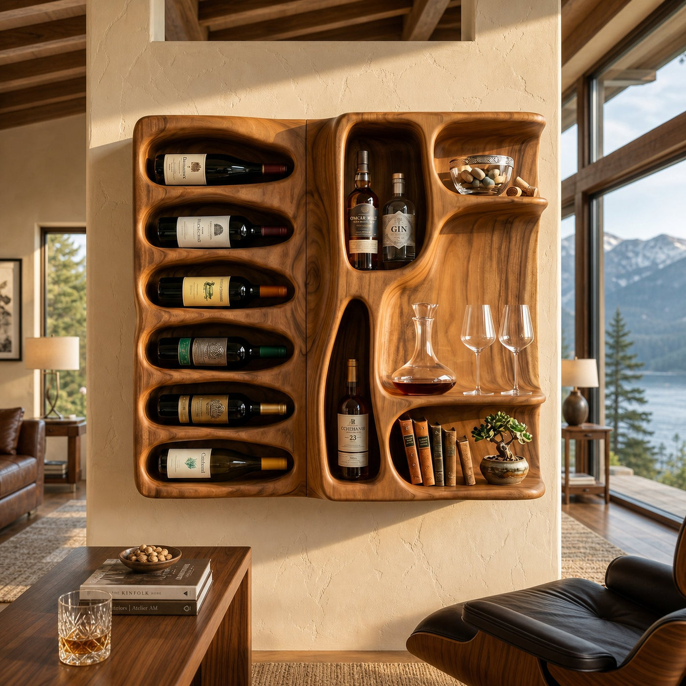 Modern Mountain Silhouette Wine Holder For Living Room - product view 6