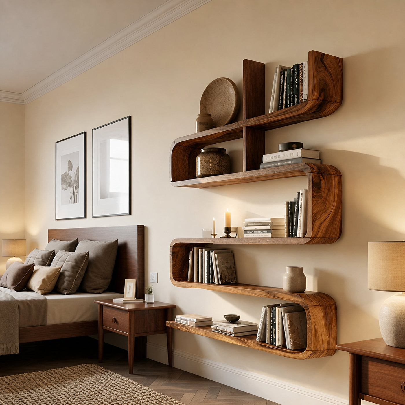 Modern Natural Wood Display Shelf For Living Room Wall Decor - product view 6