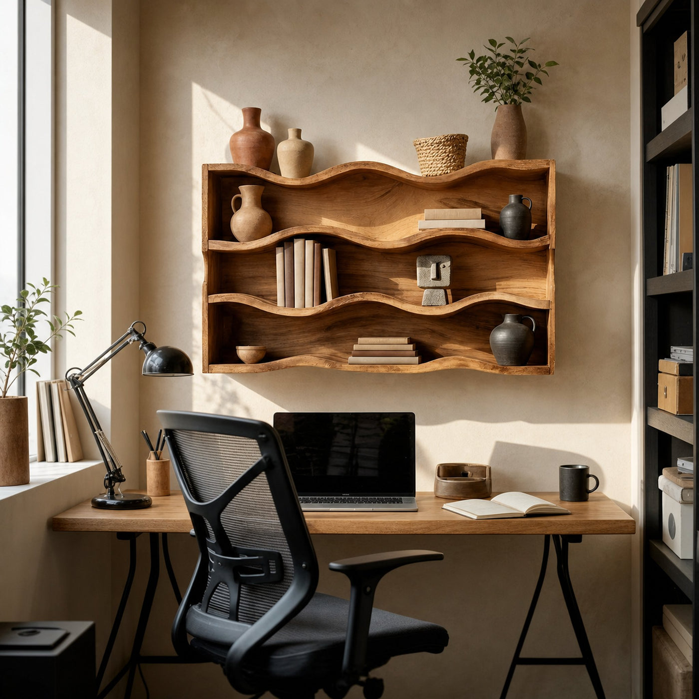 Modern Natural Wood Shelving Unit For Living Room Book Storage - product view 6