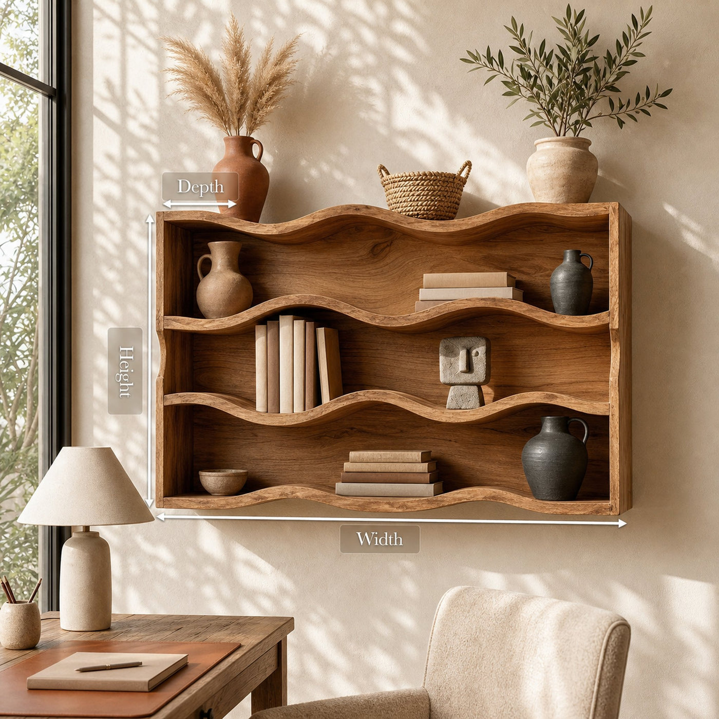 Modern Natural Wood Shelving Unit For Living Room Book Storage - product view 8