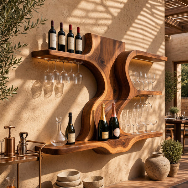 Modern Open Shelf Wine Rack For Entertaining Area