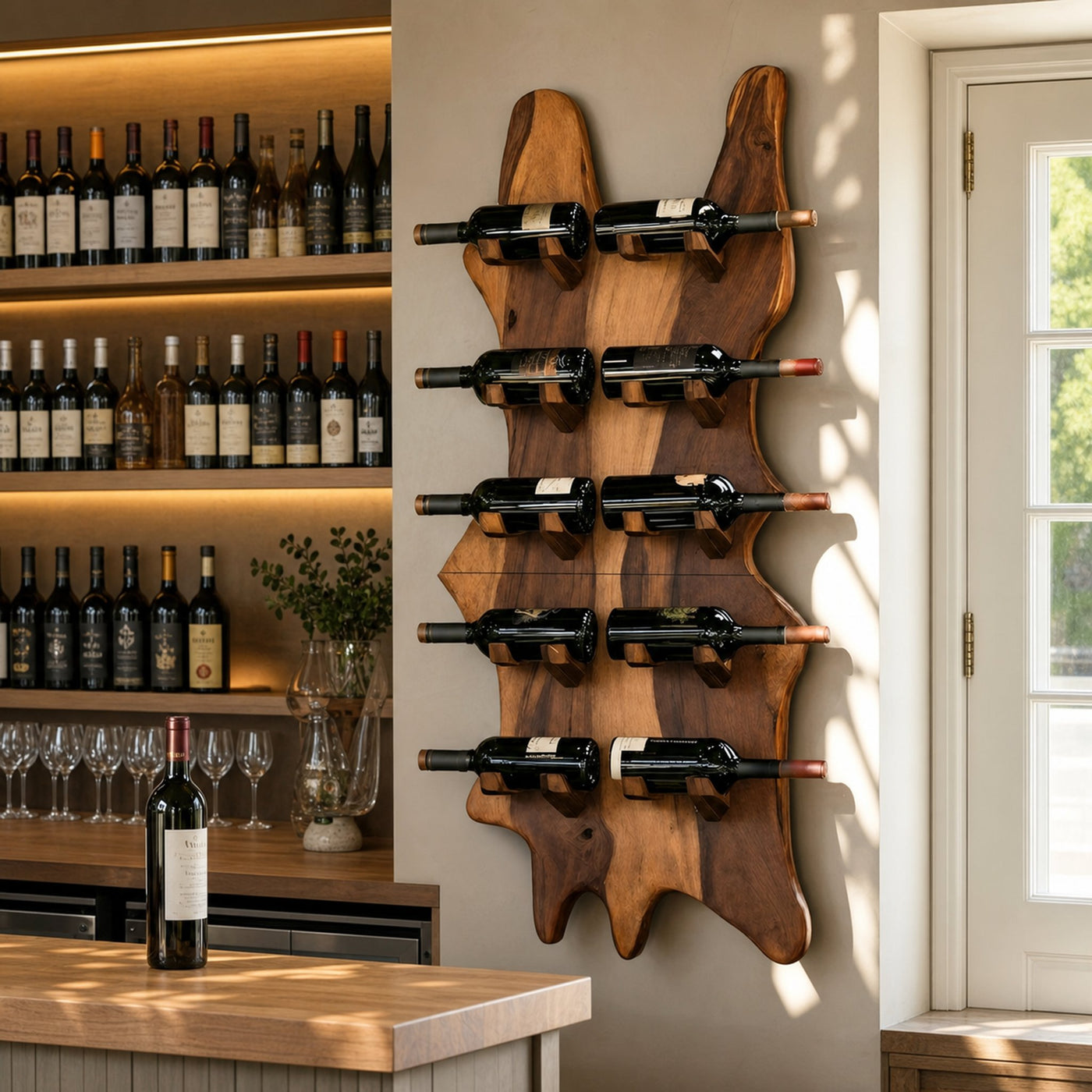 Modern Solid Wood Wine Rack For Bar Decor And Home Display - product view 6