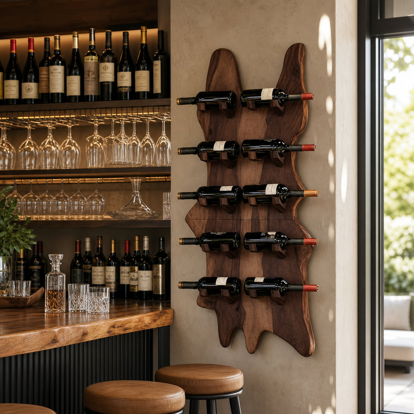 Modern Solid Wood Wine Rack For Bar Decor And Home Display - product view 7