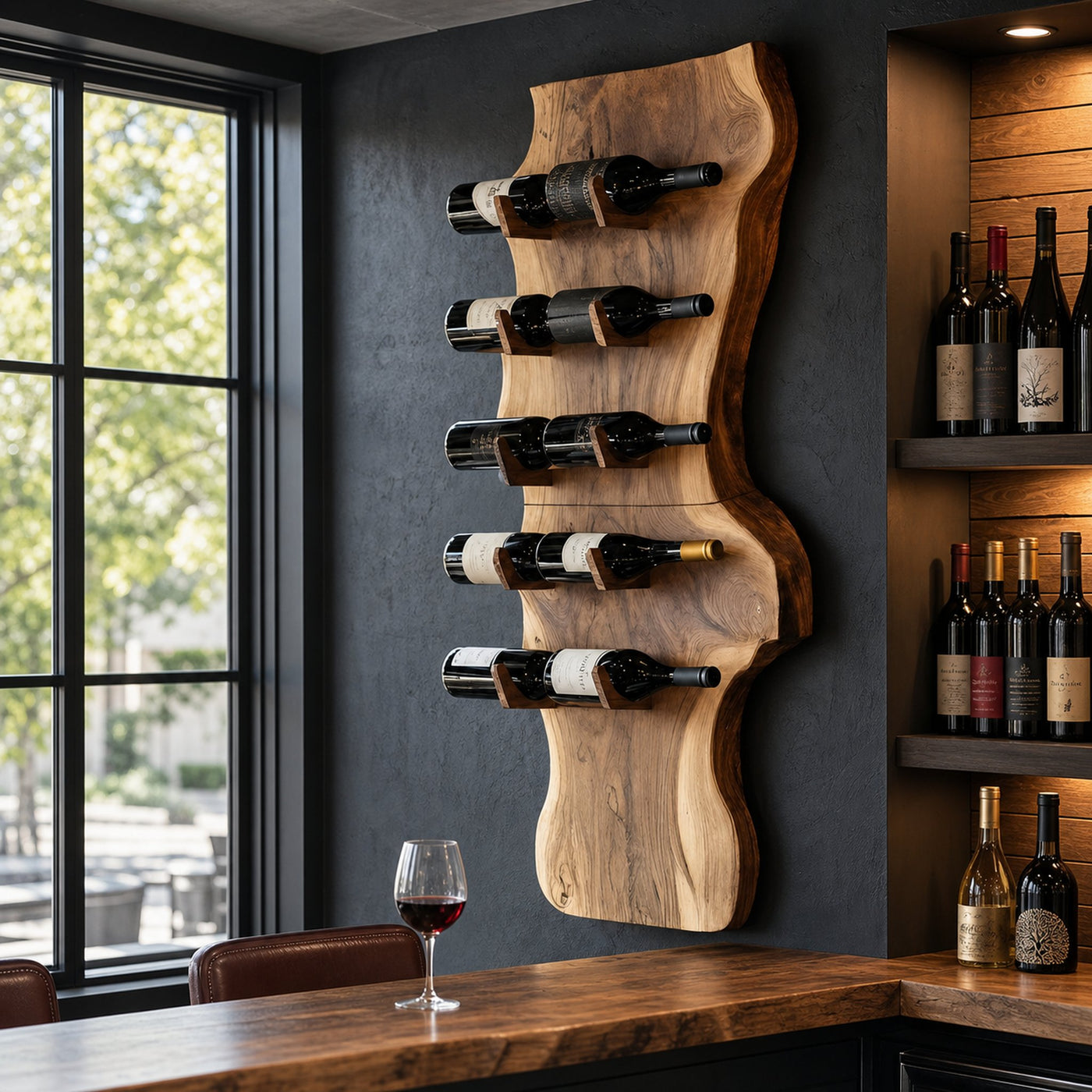 Modern Solid Wood Wine Rack For Living Room And Bar Display - product view 6