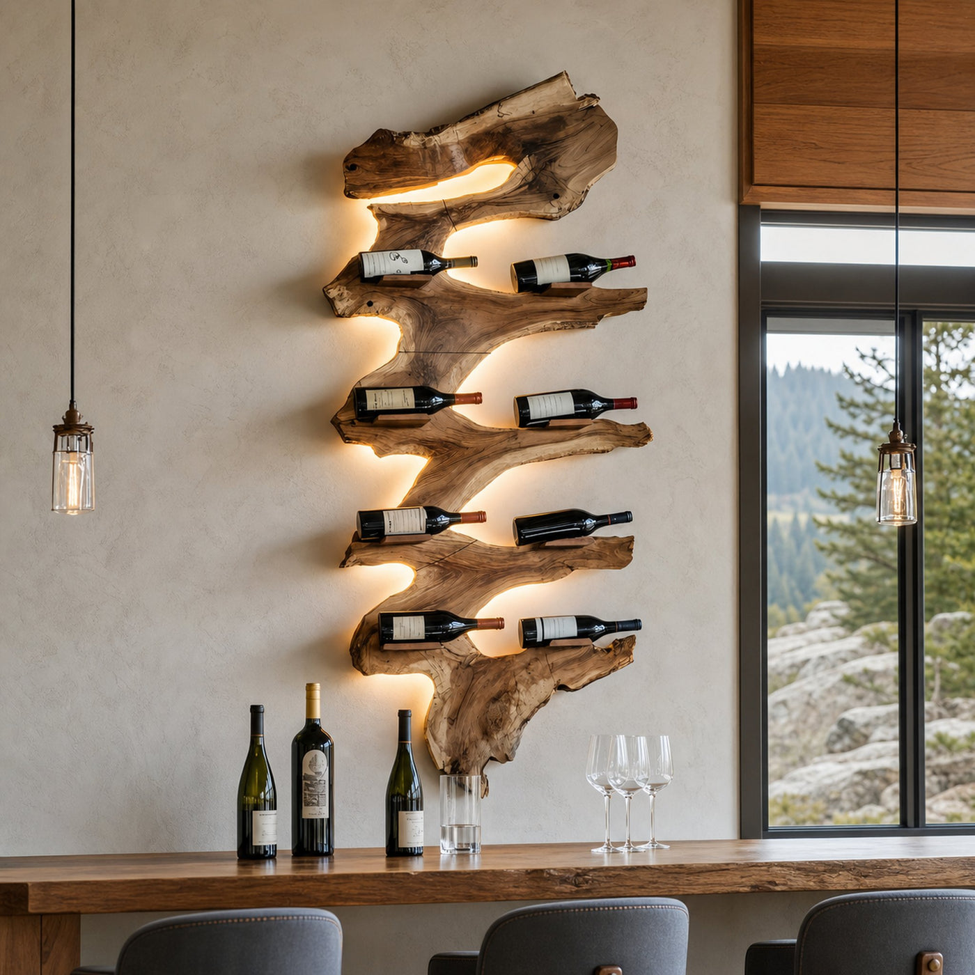 Modern Solid Wood Wine Rack For Living Room Furniture Design