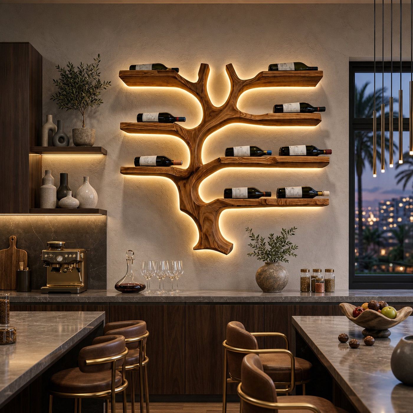 Modern Wall Mounted Branch Wine Holder For Kitchen