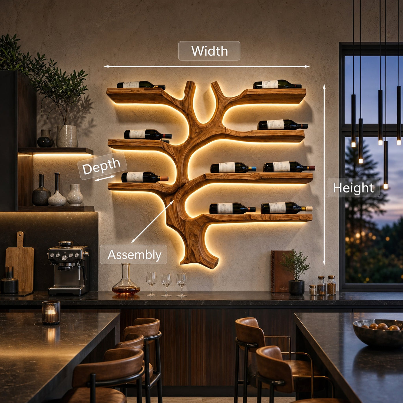 Modern Wall Mounted Branch Wine Holder For Kitchen - product view 8
