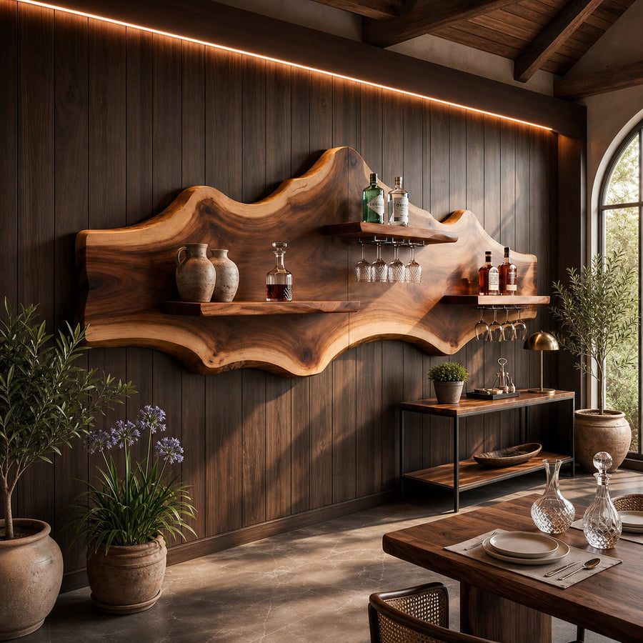 Modern Wall Mounted Wine Rack Shelf For Dining Room