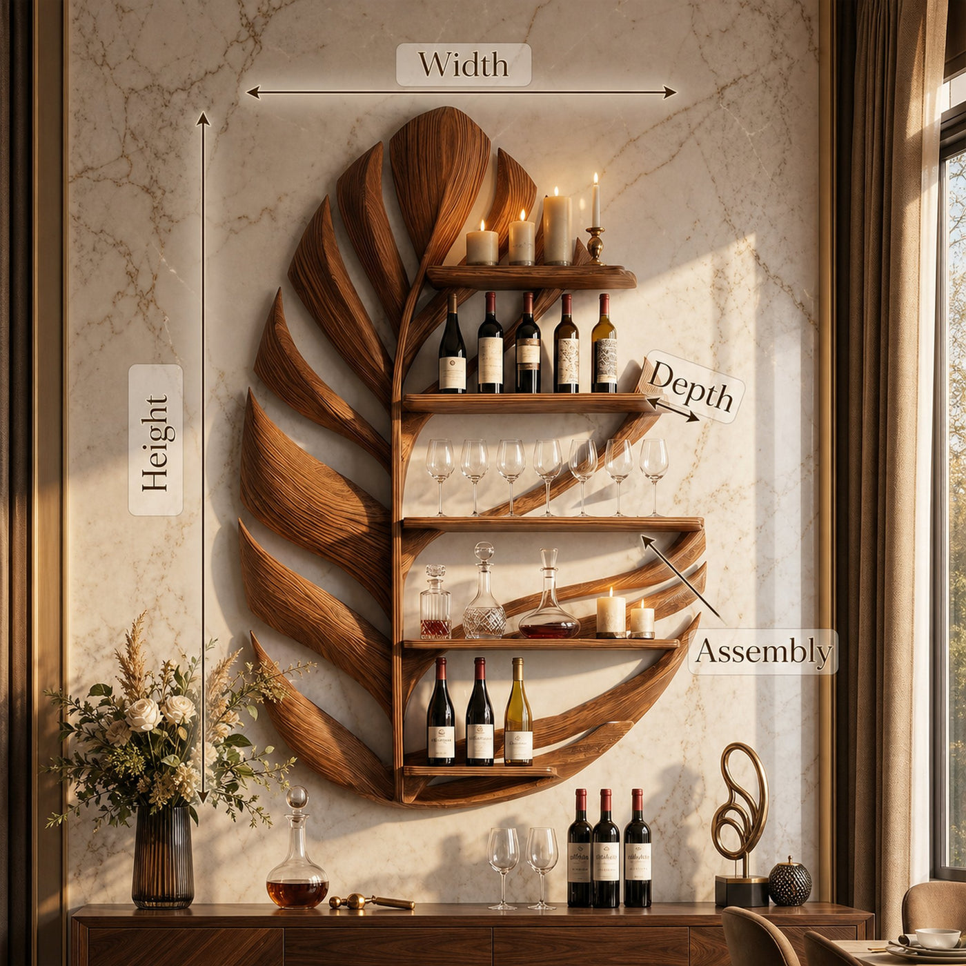 Modern Wall Wine Holder For Kitchen Dining Storage Nook - product view 8
