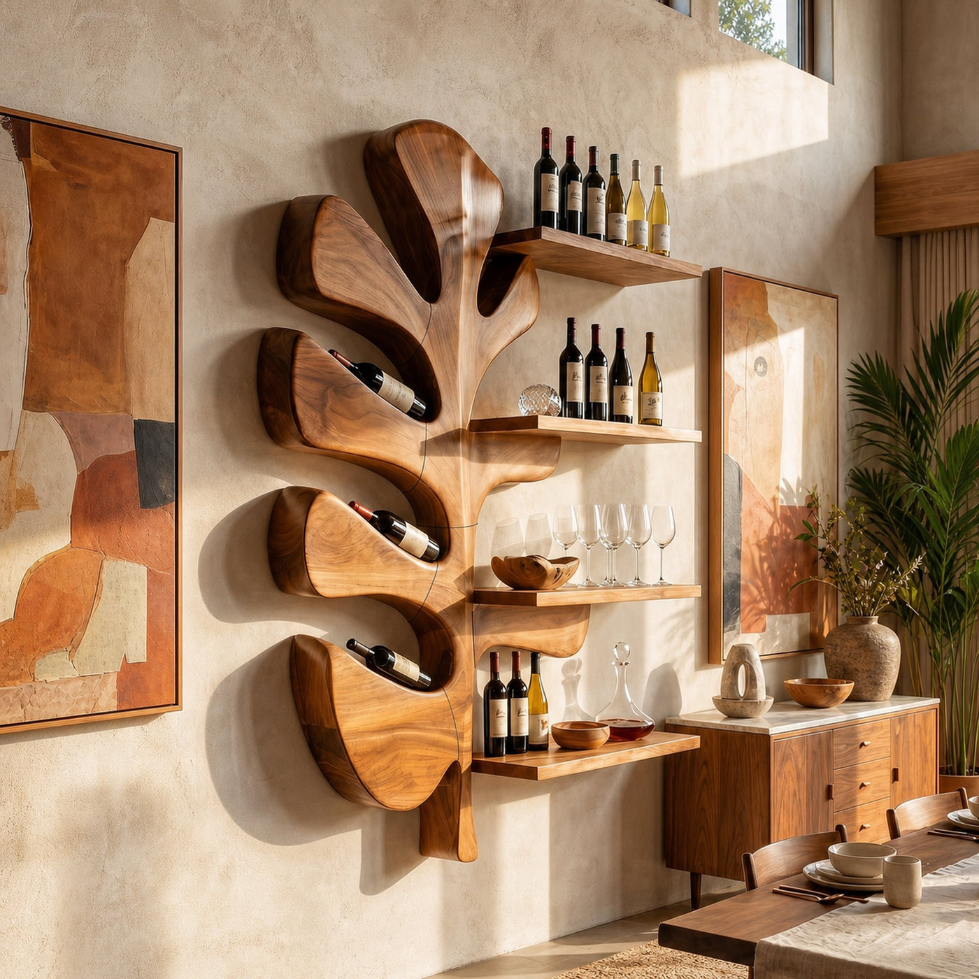 Modern Wall Wine Rack For Dining Room Bottle Accent Storage