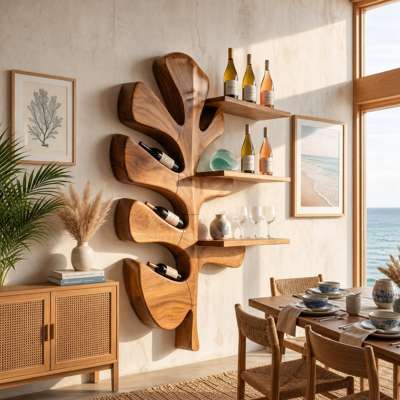 Modern Wall Wine Rack For Dining Room Bottle Accent Storage - product view 6