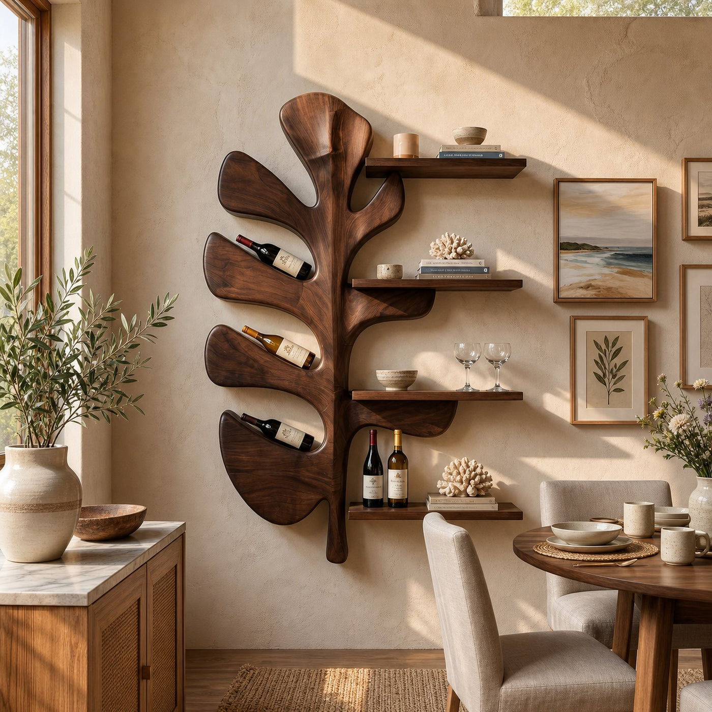 Modern Wall Wine Rack For Dining Room Bottle Accent Storage - product view 7