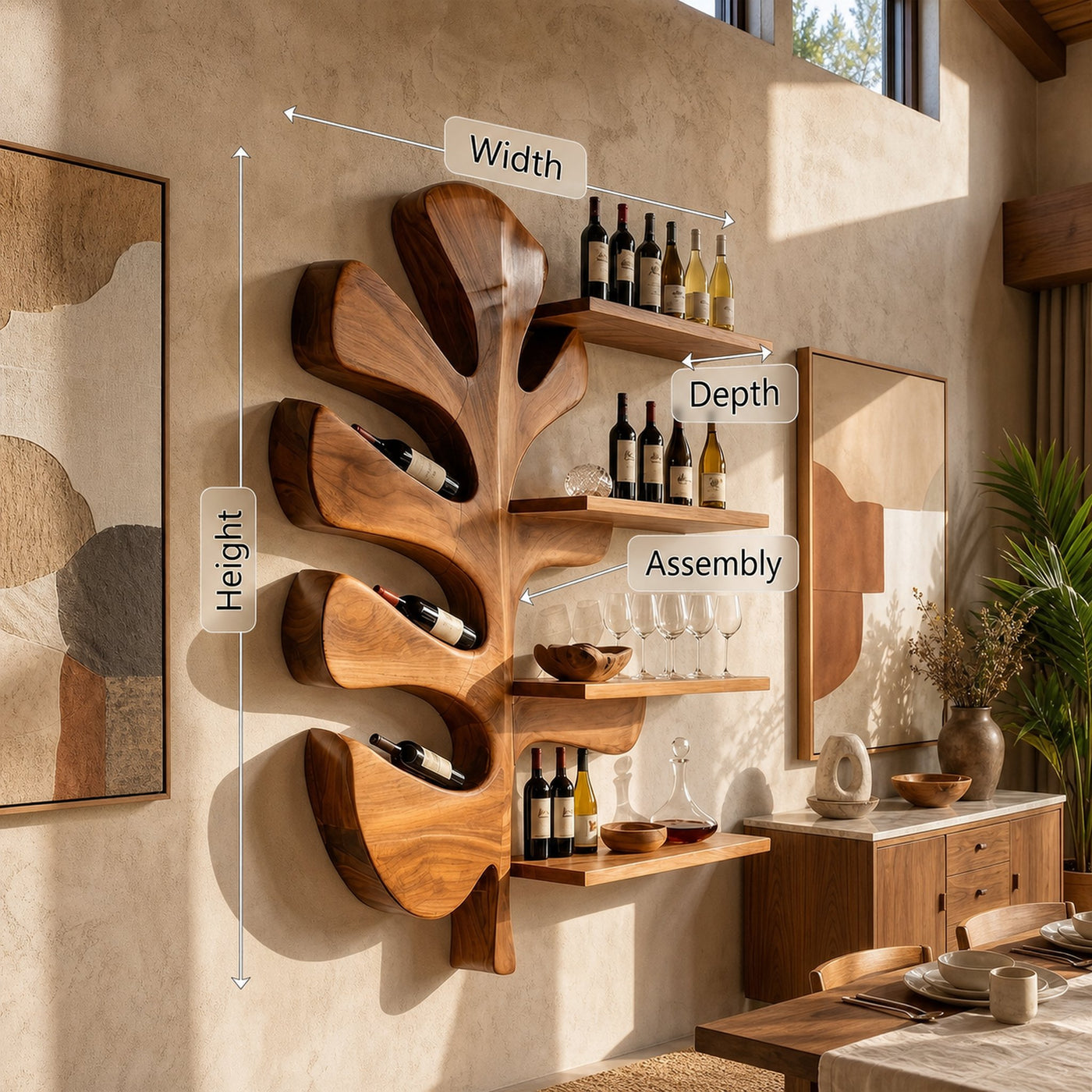 Modern Wall Wine Rack For Dining Room Bottle Accent Storage - product view 8