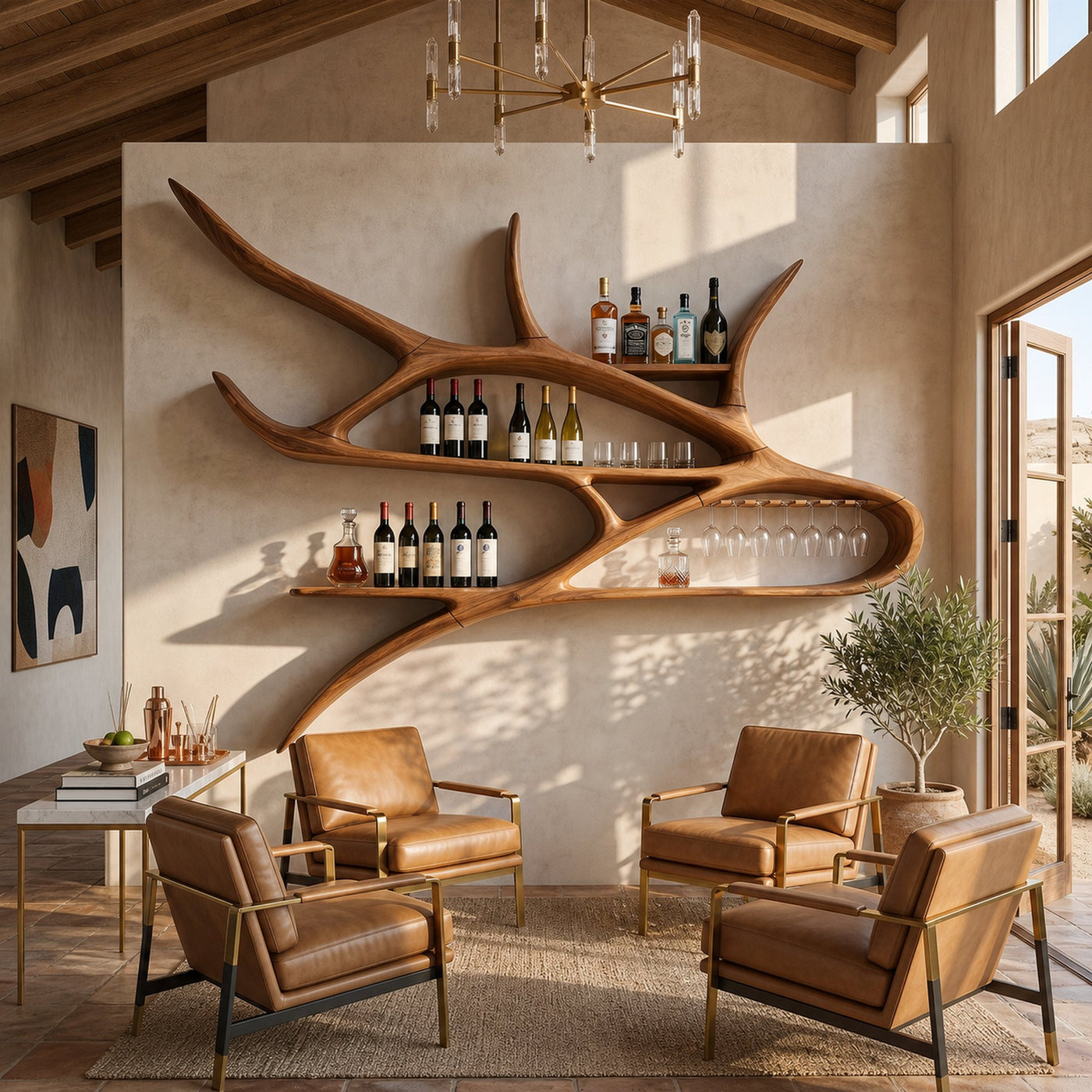Modern Wall Wine Rack For Studio Apartment Wine Showcase - product view 6