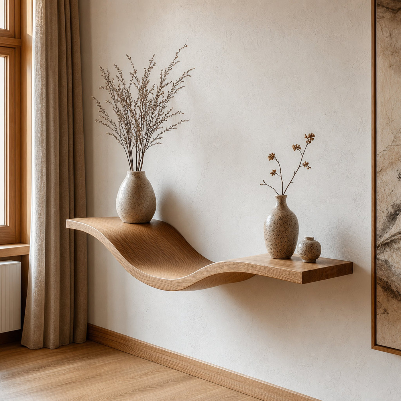 Modern Wave Wall Shelf For Living Room And Entryway
