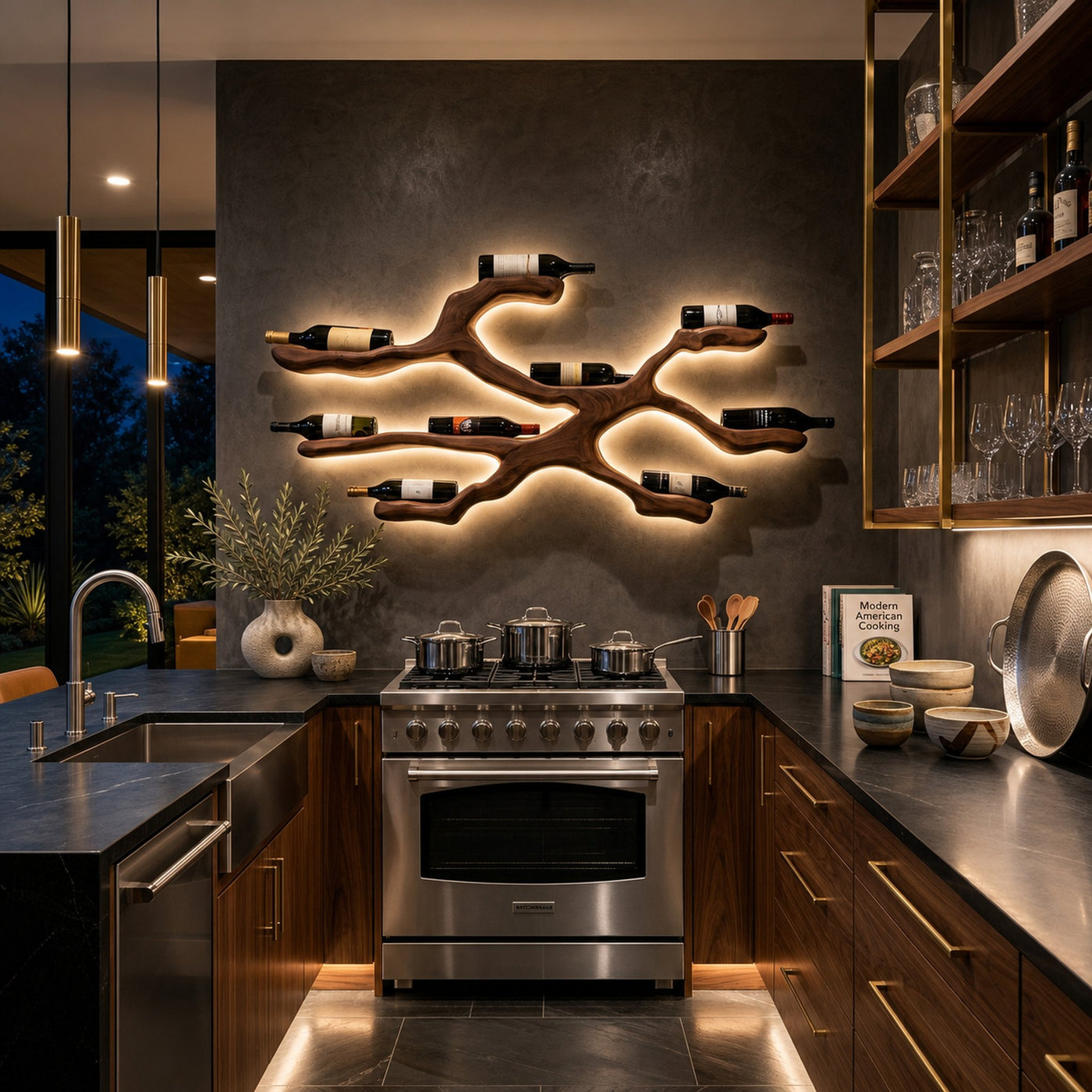 Modern Wine Rack Wall Display For Kitchen And Dining Area