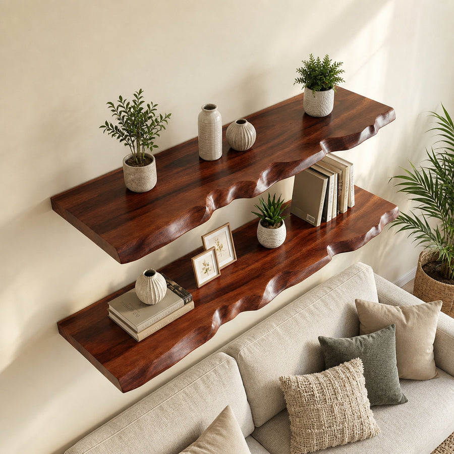 Modern Wooden Floating Shelf For Living Room Wall Display And Home Decor