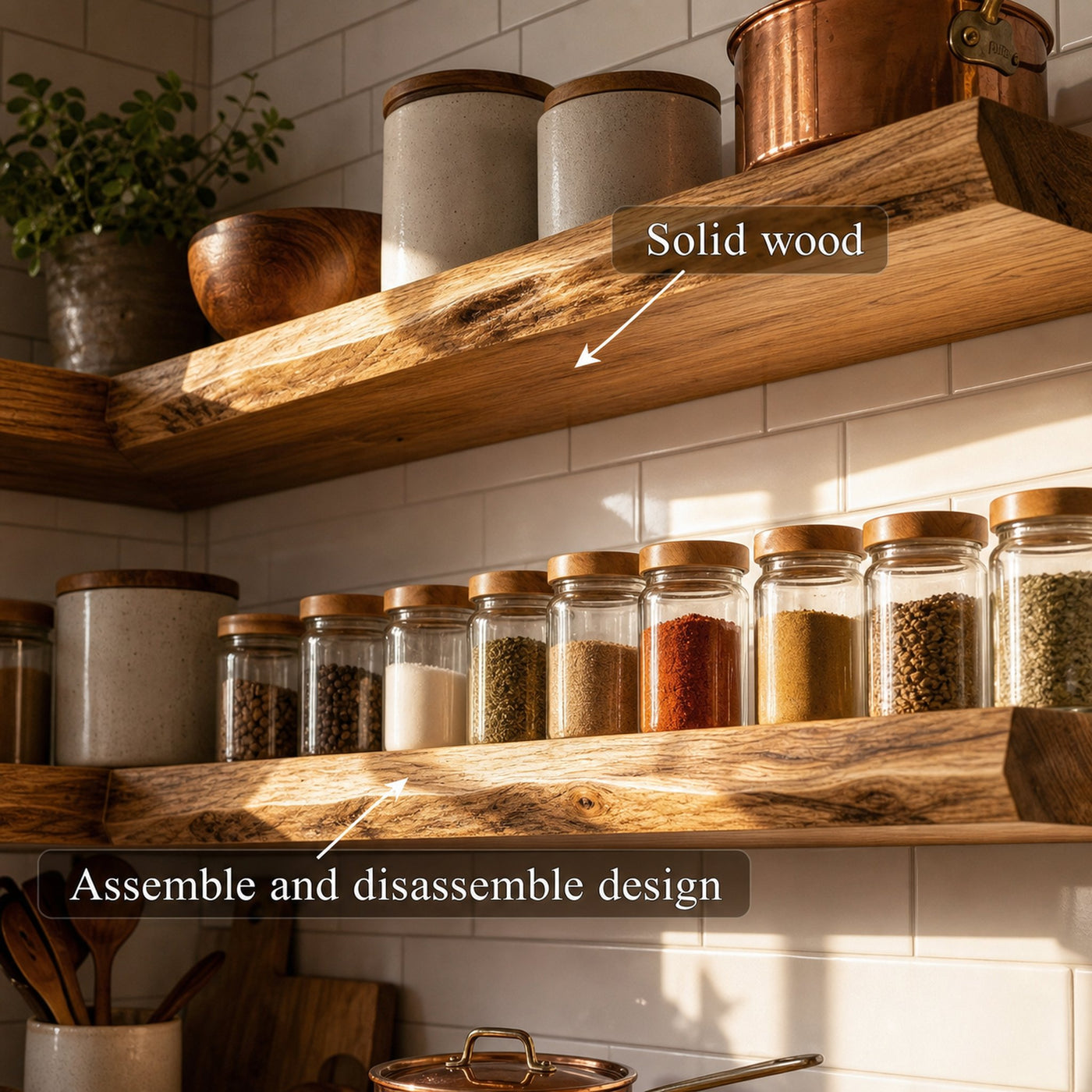 Modern Wooden Kitchen Storage Shelves Interior Decor - product view 6