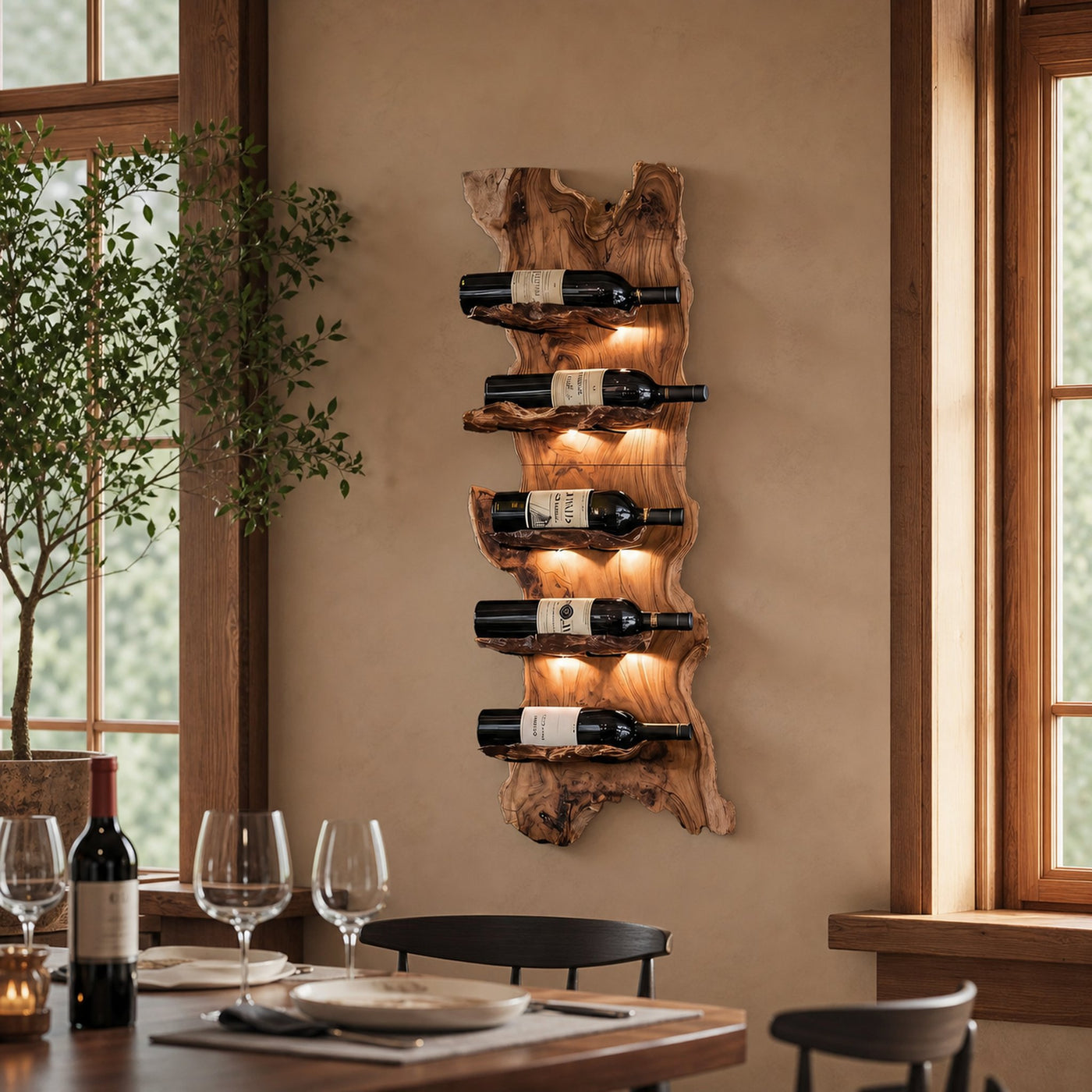 Modern Wooden Live Edge Wine Holder For Entryway Furniture - product view 6