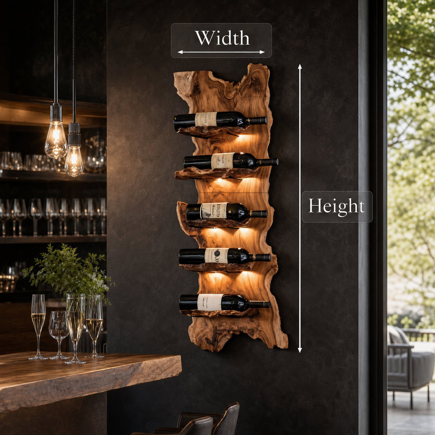 Modern Wooden Live Edge Wine Holder For Entryway Furniture - product view 8