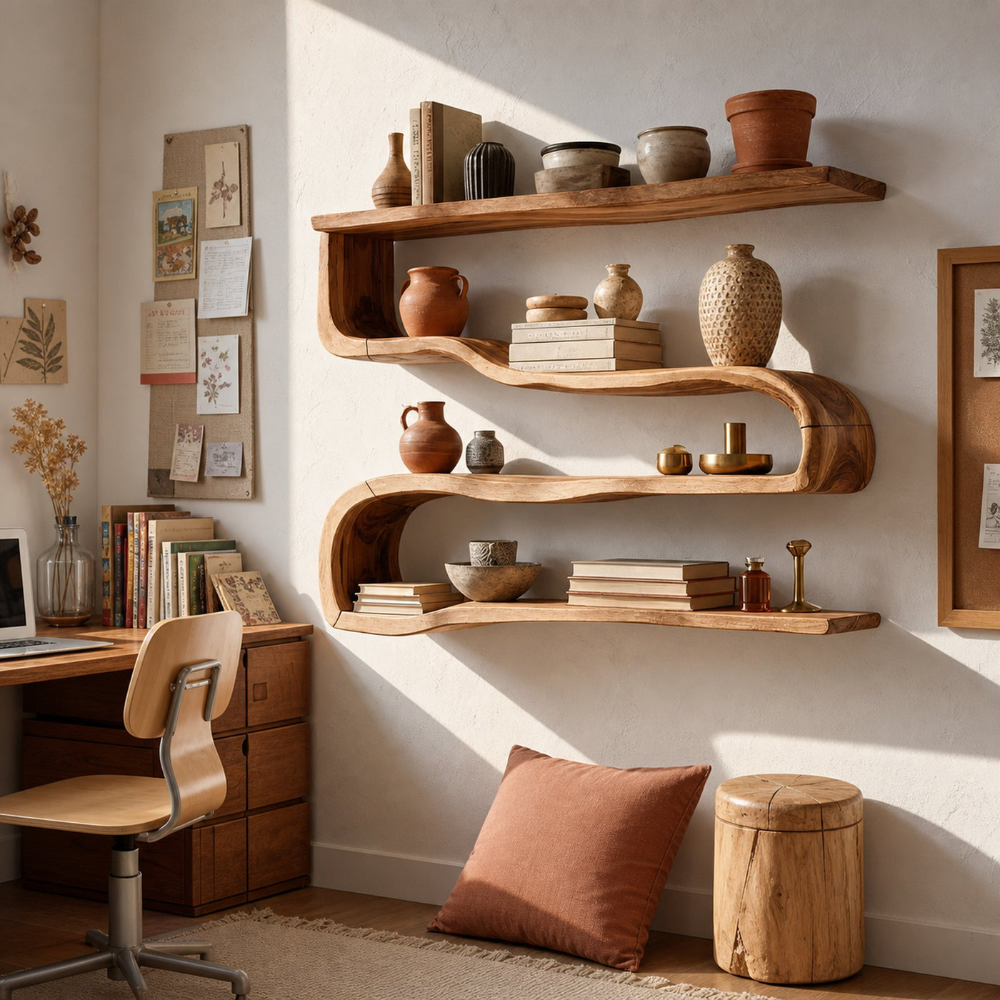 Modern Wooden Shelving Unit For Living Room Wall Storage - product view 6