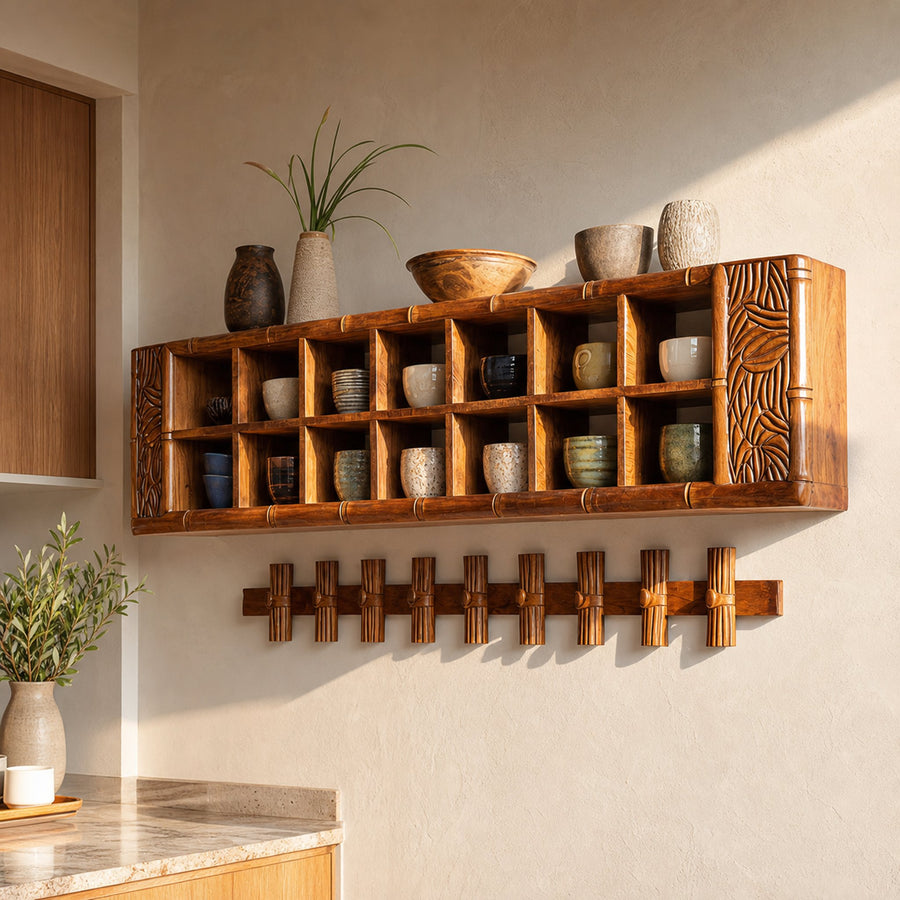 Modern Wooden Storage Shelf For Kitchen Essentials