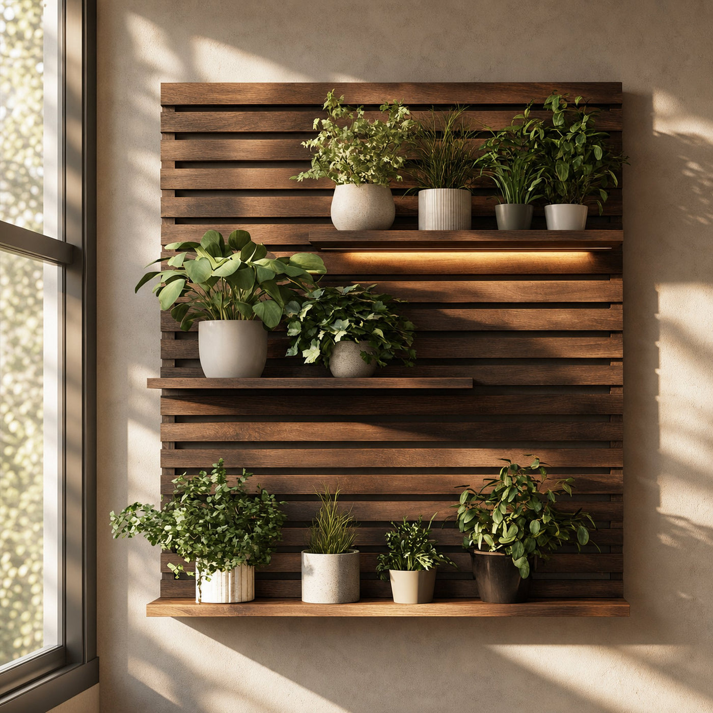 Modern Wooden Wall Planter Shelf Living Room Or Hallway