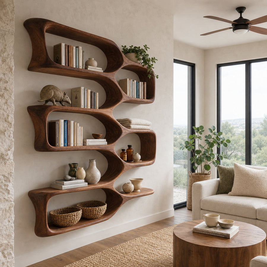 Modern Wooden Wall Shelf For Cozy Living Room Decor