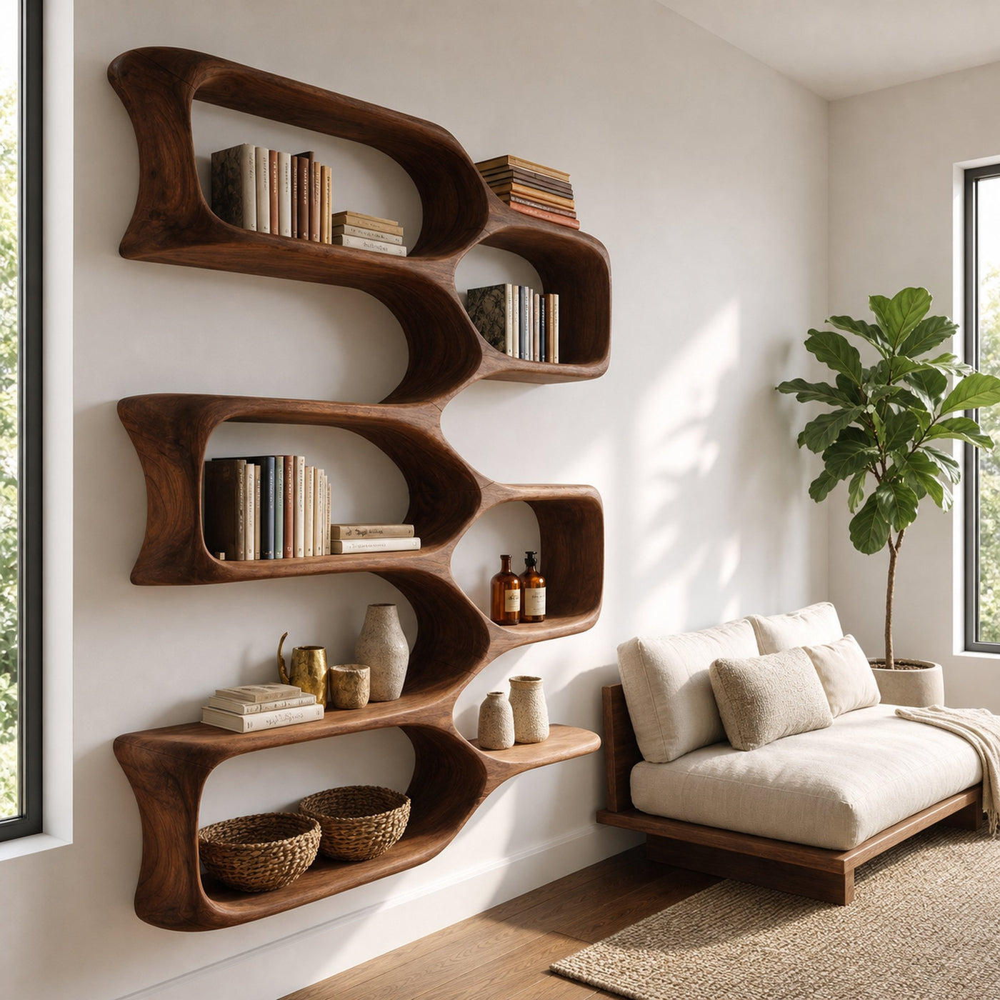 Modern Wooden Wall Shelf For Cozy Living Room Decor - product view 6