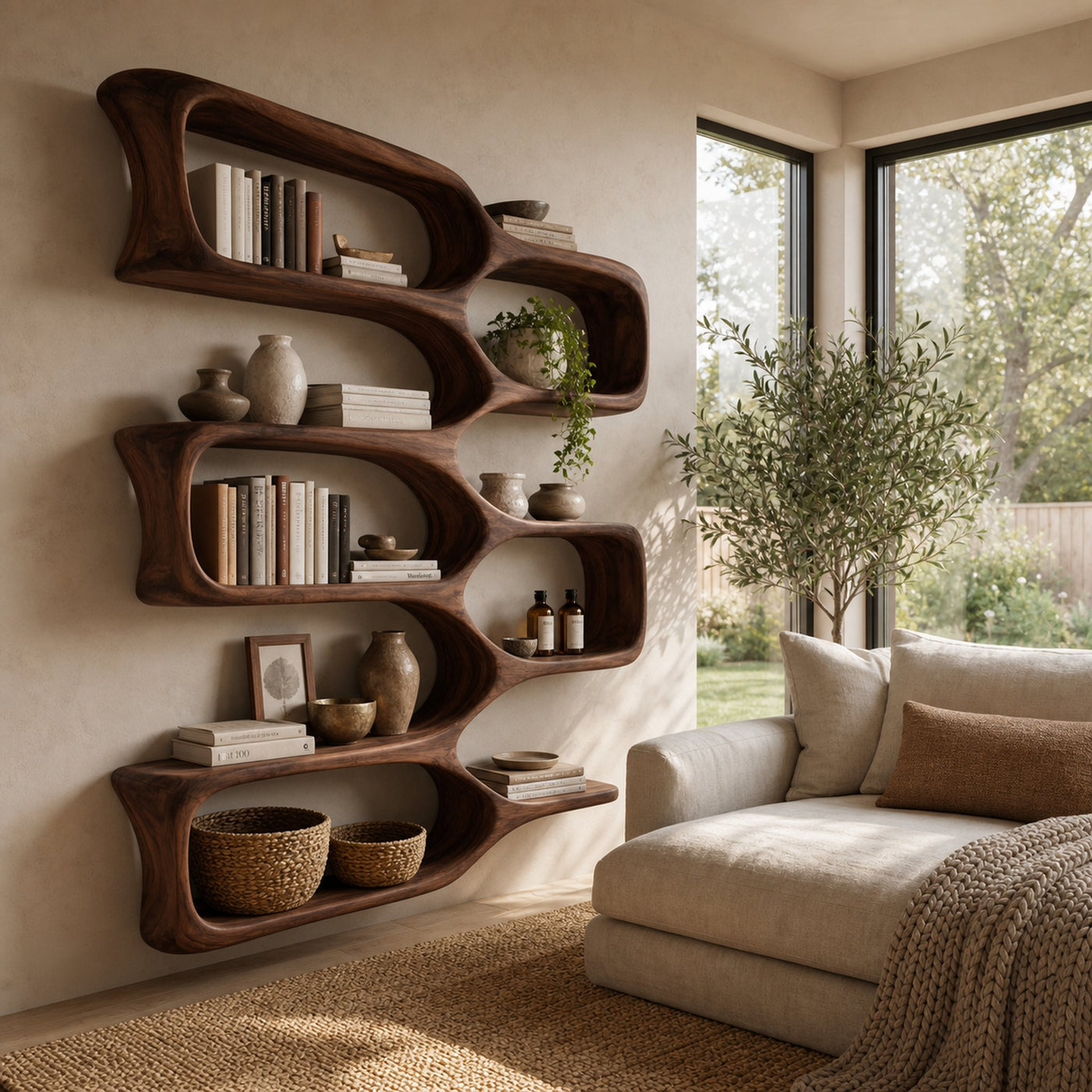 Modern Wooden Wall Shelf For Cozy Living Room Decor - product view 7