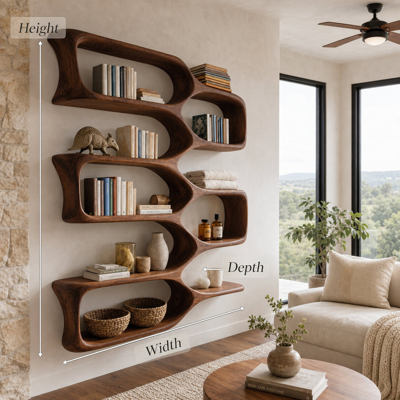 Modern Wooden Wall Shelf For Cozy Living Room Decor - product view 8