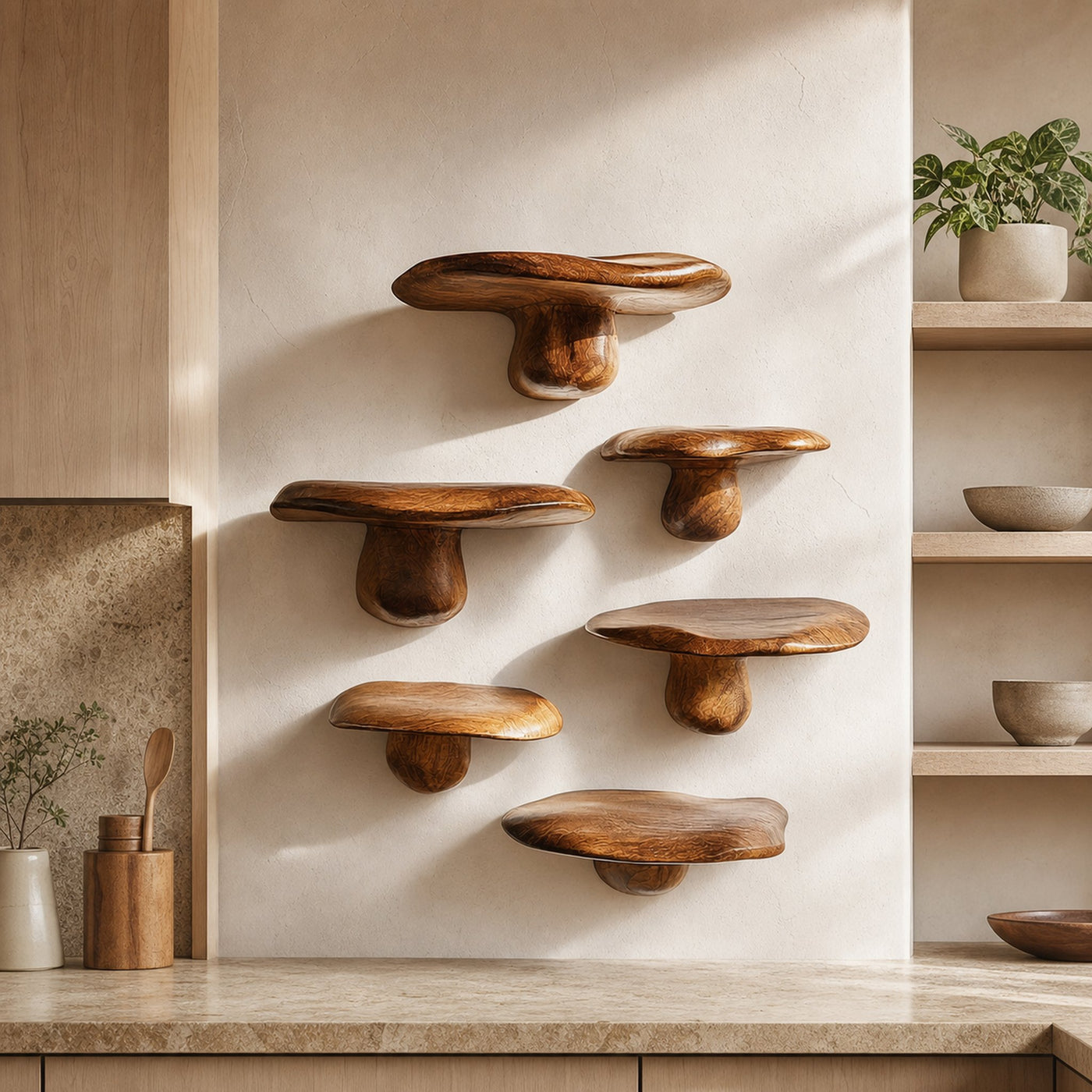 Natural Style Mushroom Shelf Living Room Or Kitchen