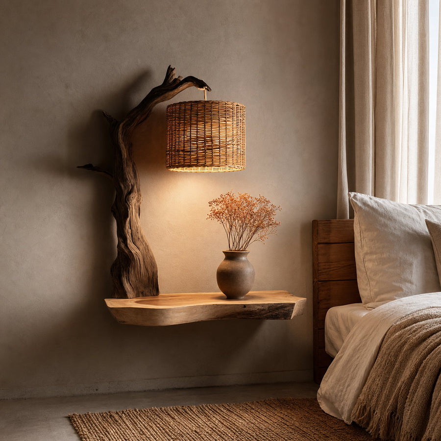 Organic Branch Floating Wood Shelf Bedroom Accent Interior Decor