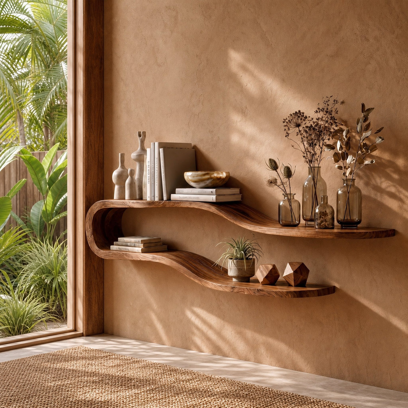 Organic Curved Floating Wall Shelf For Living Room And Bedroom - product view 6