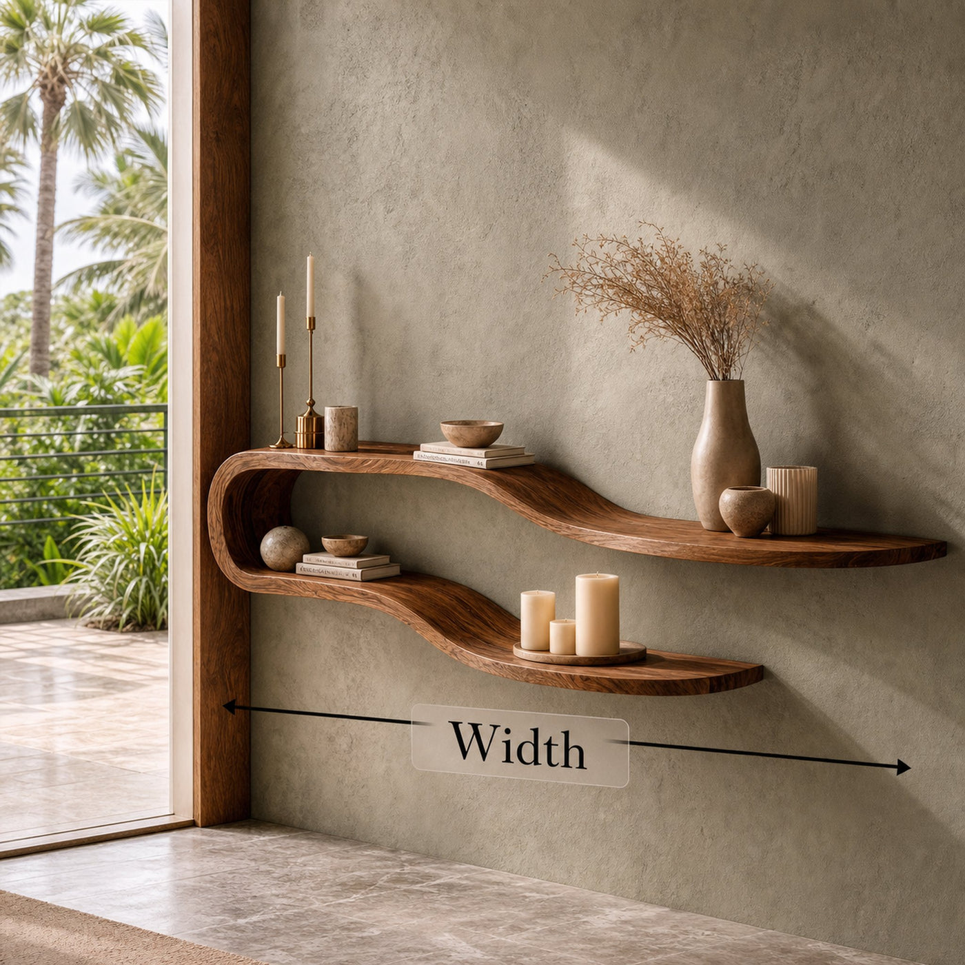 Organic Curved Floating Wall Shelf For Living Room And Bedroom - product view 8