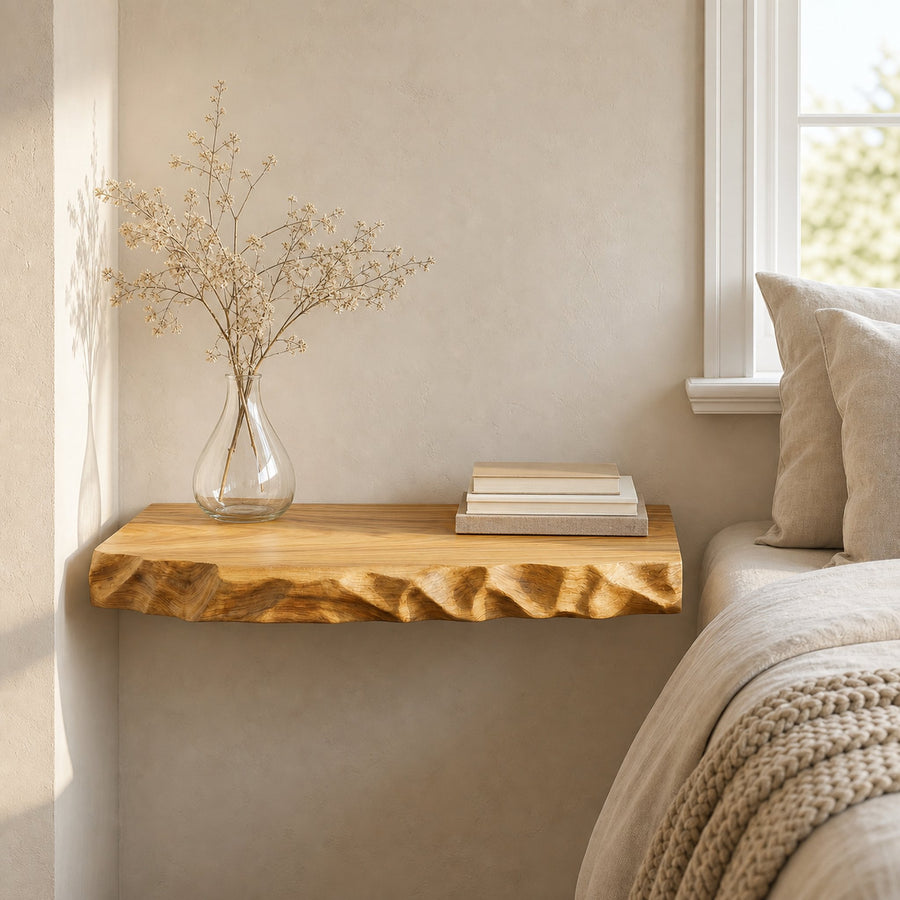 Organic Decorative Floating Nightstand For Bedroom And Bedside Space