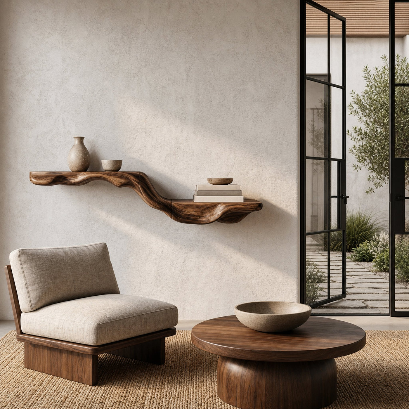 Organic Floating Shelf With Flowing Tree Branch Design For Living Room And Bedroom - product view 7