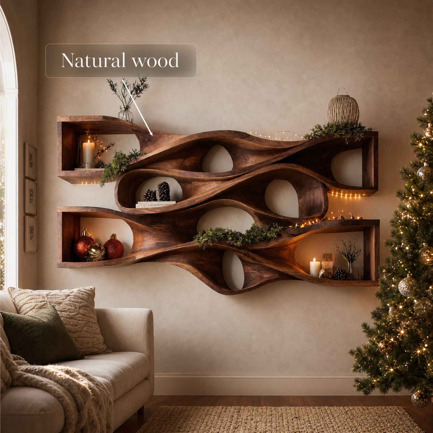 Organic Handcrafted Wall Shelf For Holiday Decoration - product view 7