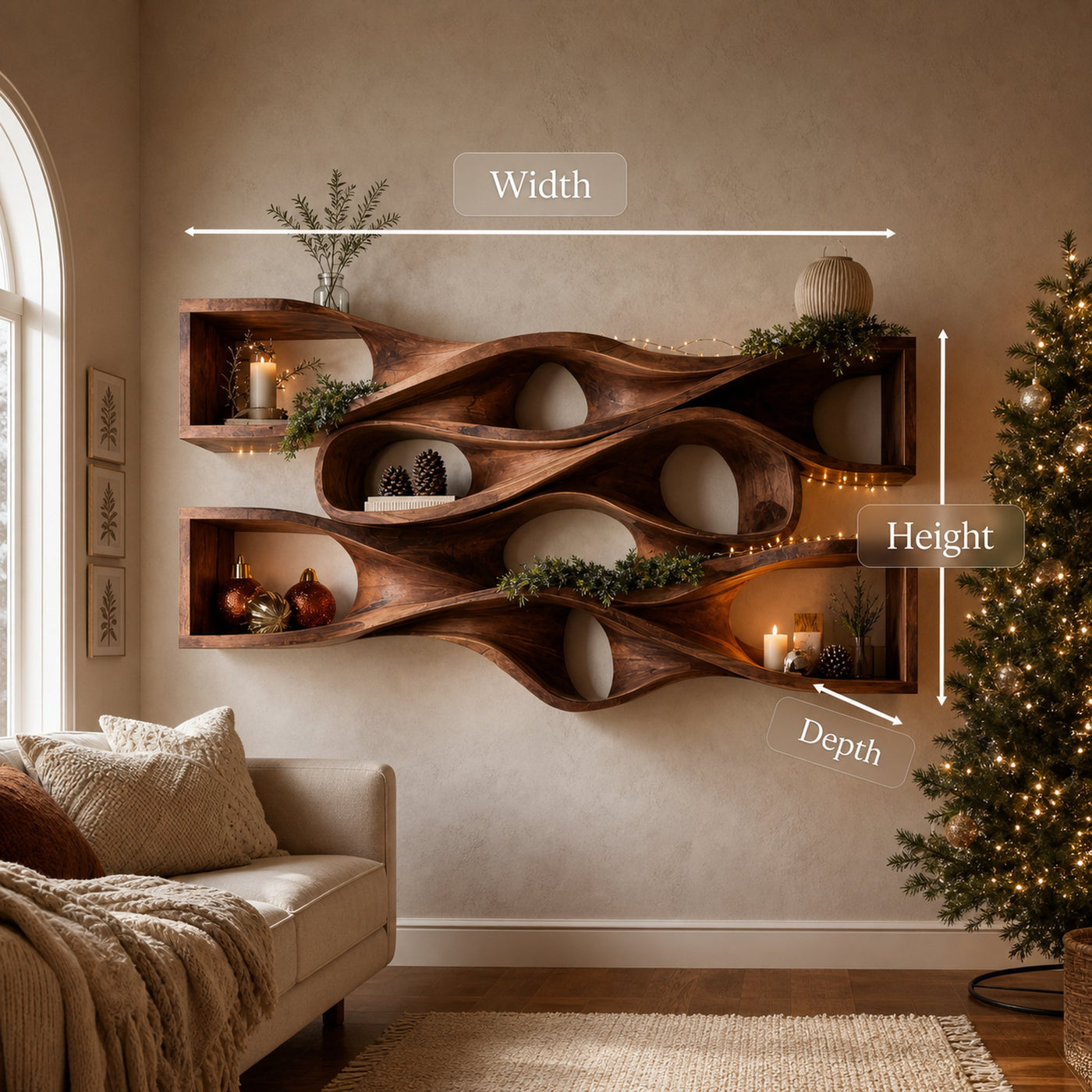 Organic Handcrafted Wall Shelf For Holiday Decoration - product view 9