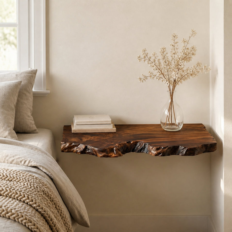 Organic Minimal Floating Nightstand For Bedroom And Bedside Space