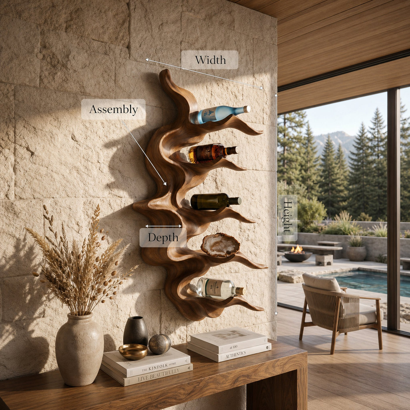 Organic Mountain Ridge Wine Rack For Home Bar - product view 8