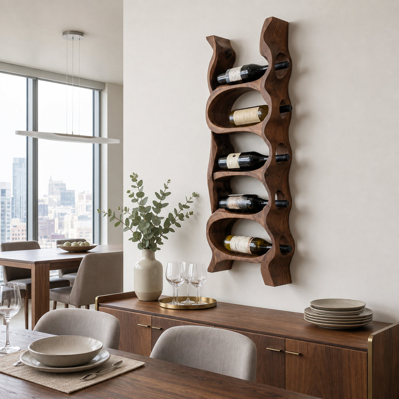 Organic Natural Wood Wine Rack For Kitchen Wall Storage - product view 6
